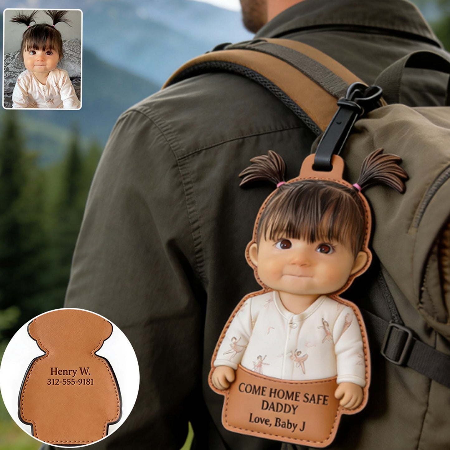 Never Far From Home - Personalized Father Luggage Tag