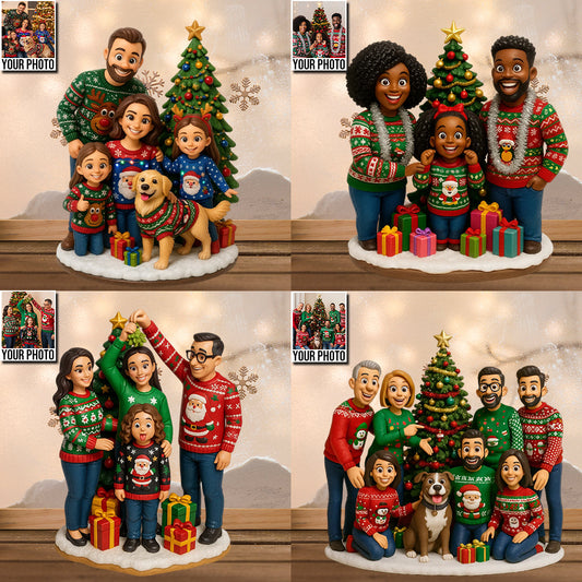 Joyeux Noël ! Plaque acrylique personnalisée avec photo (forme sur mesure) pour toute la famille