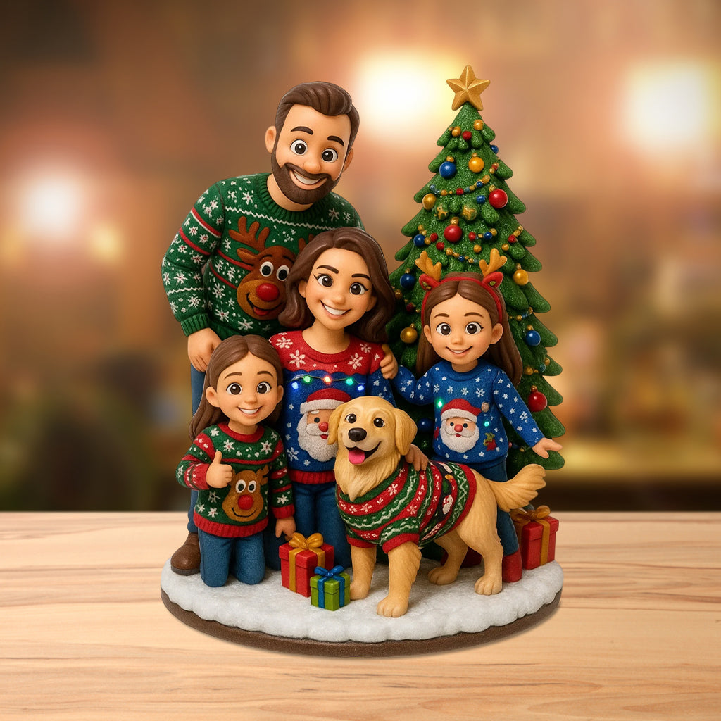 Joyeux Noël ! Plaque acrylique personnalisée avec photo (forme sur mesure) pour toute la famille