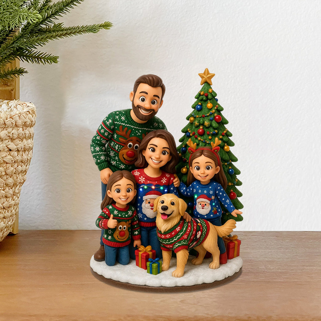 Joyeux Noël ! Plaque acrylique personnalisée avec photo (forme sur mesure) pour toute la famille