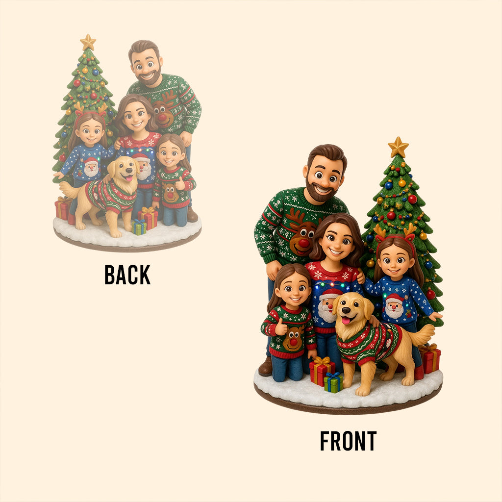 Joyeux Noël ! Plaque acrylique personnalisée avec photo (forme sur mesure) pour toute la famille