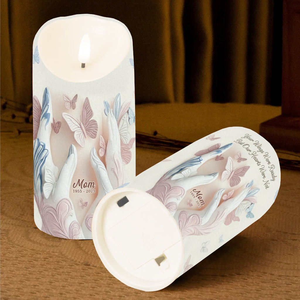 Your Wings Were Ready, But My Heart Was Not - Personalized Memorial Flameless Candle