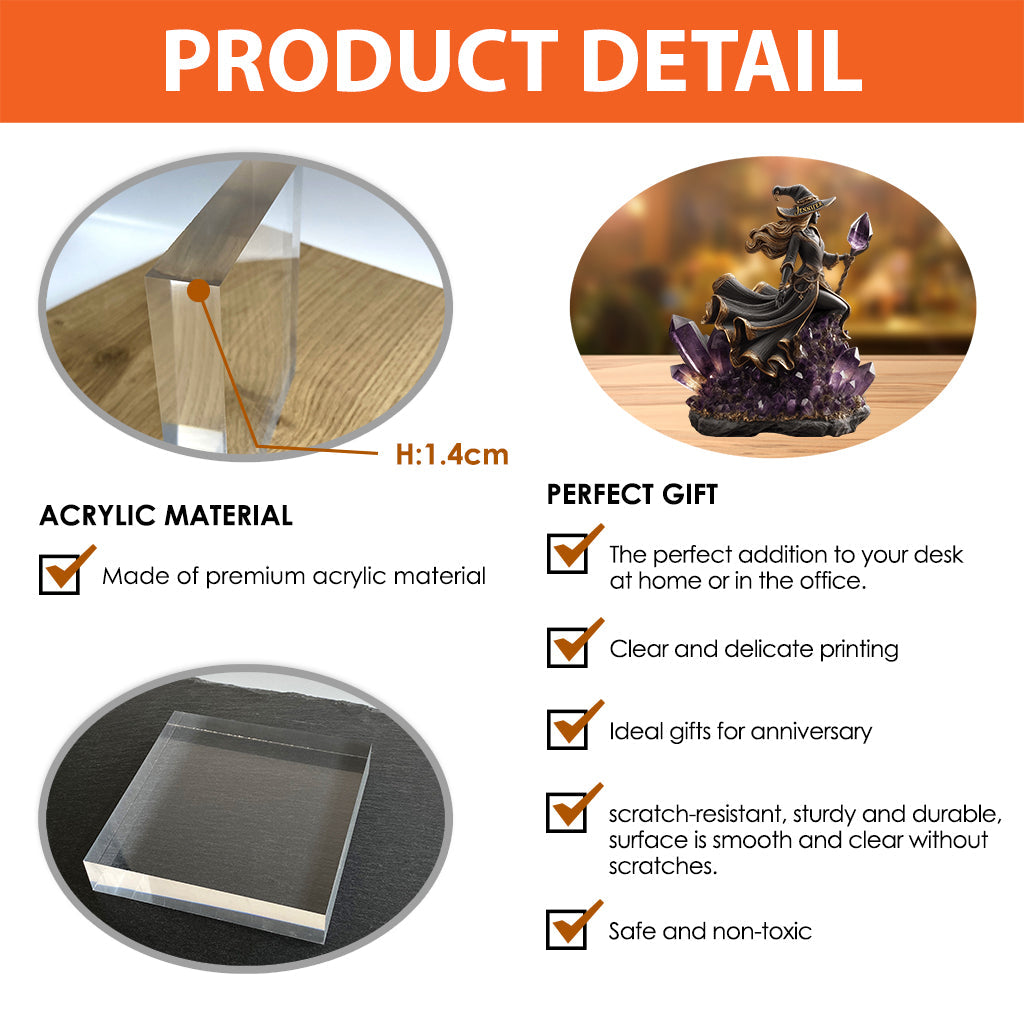 The Witch, Amethyst Styled/ Quartz/ Emerald... - Personalized Witch Custom Shaped Acrylic Plaque