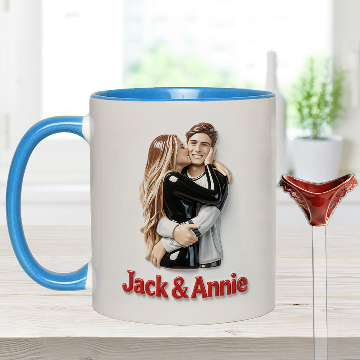 Perfect Gift For Him - Personalized Spicy Couple Set Accent Mug with Acrylic Stirrers