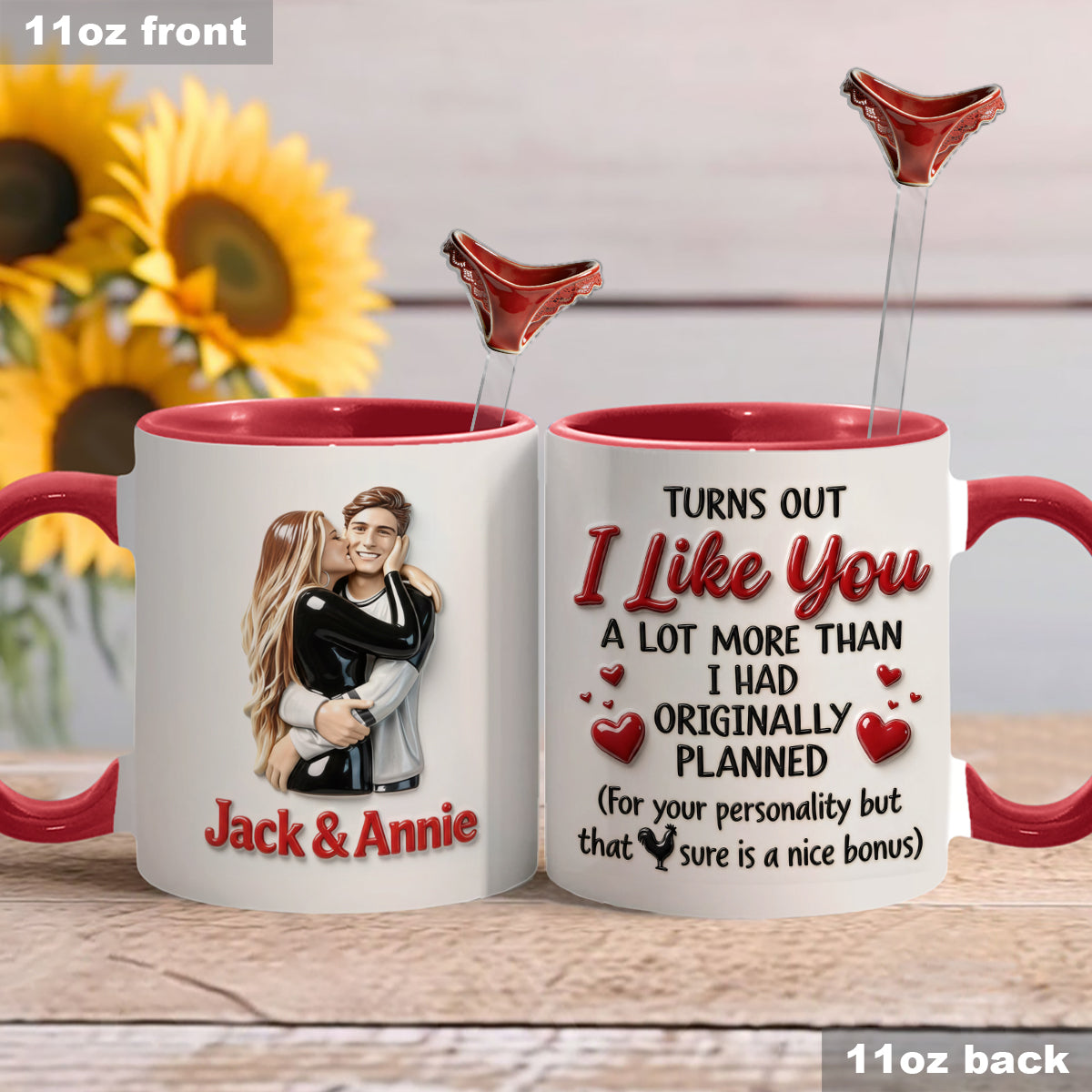 Perfect Gift For Him - Personalized Spicy Couple Set Accent Mug with Acrylic Stirrers