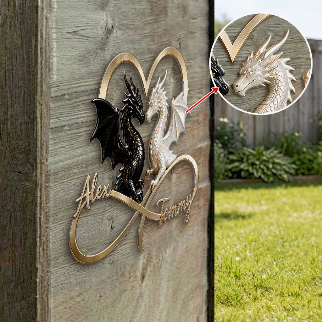 I Love You - Personalized Dragon 3D Printed Cut Metal Sign