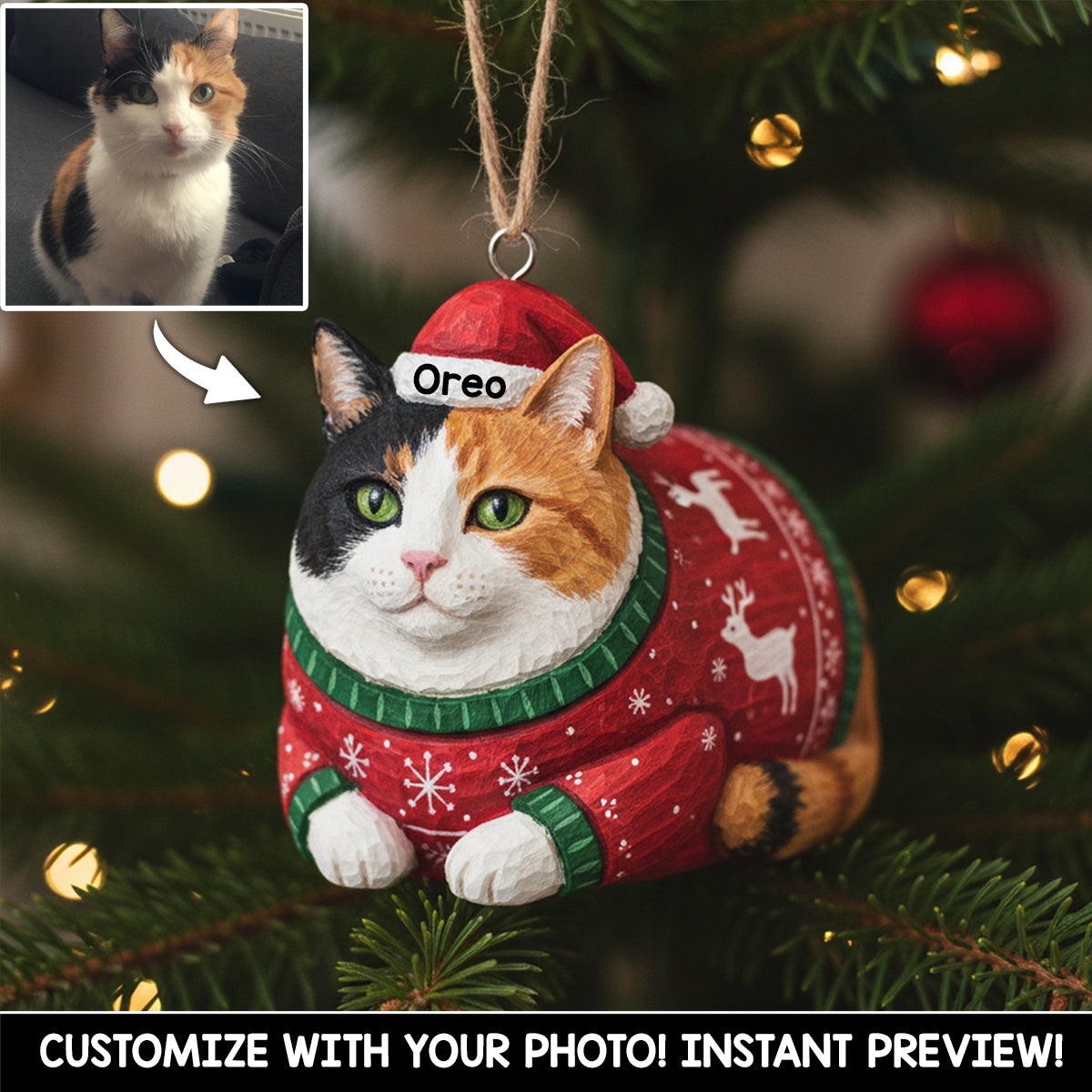 Meowy Catmas Ugly Sweater Katzenbrot - Personalisierter Katzenanhänger