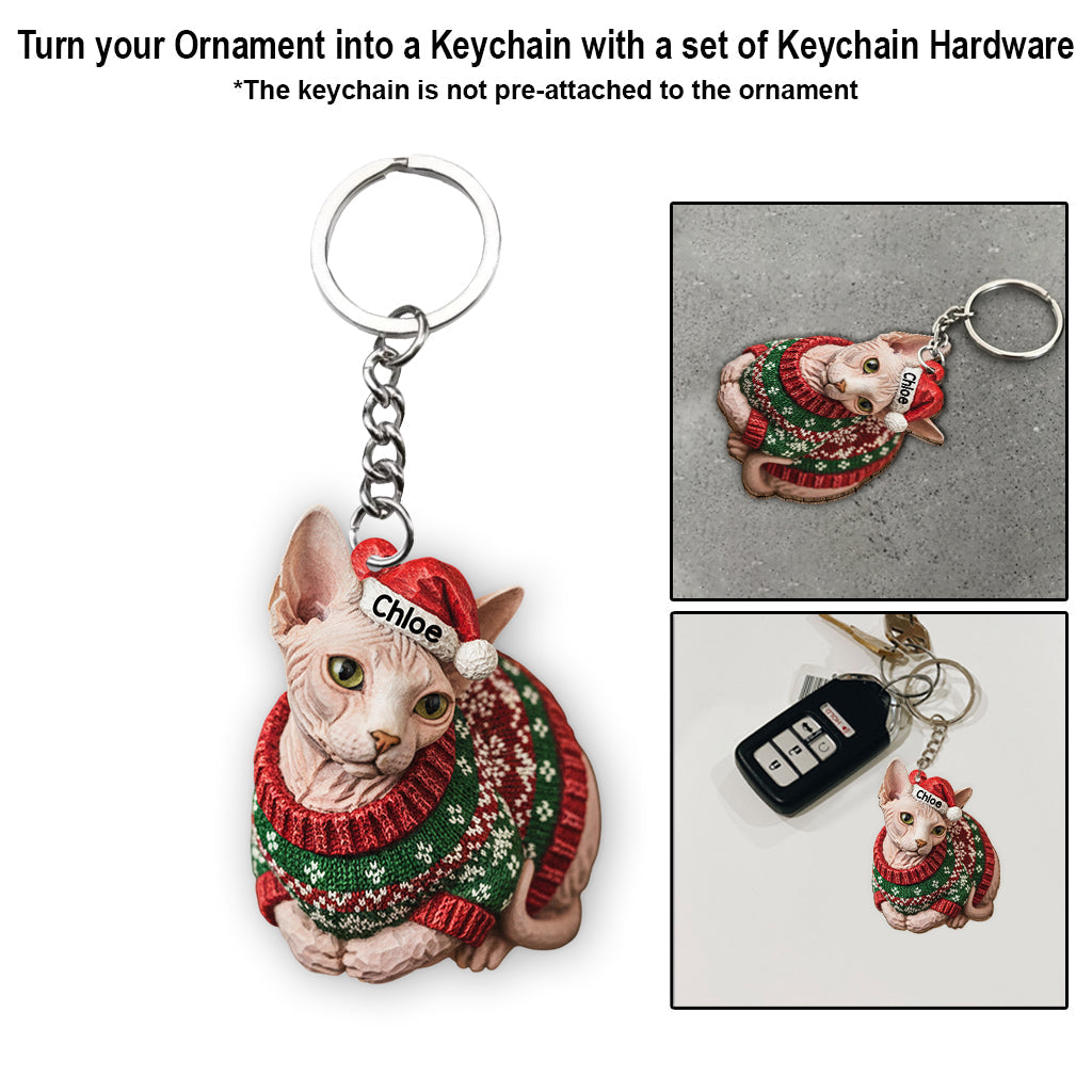 Meowy Catmas Ugly Sweater Katzenbrot - Personalisierter Katzenanhänger