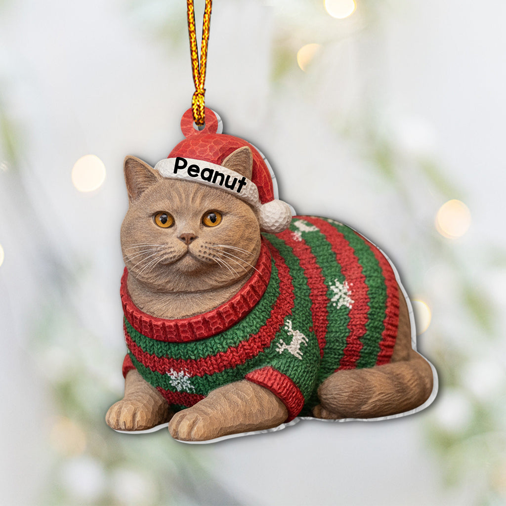Meowy Catmas Ugly Sweater Katzenbrot - Personalisierter Katzenanhänger