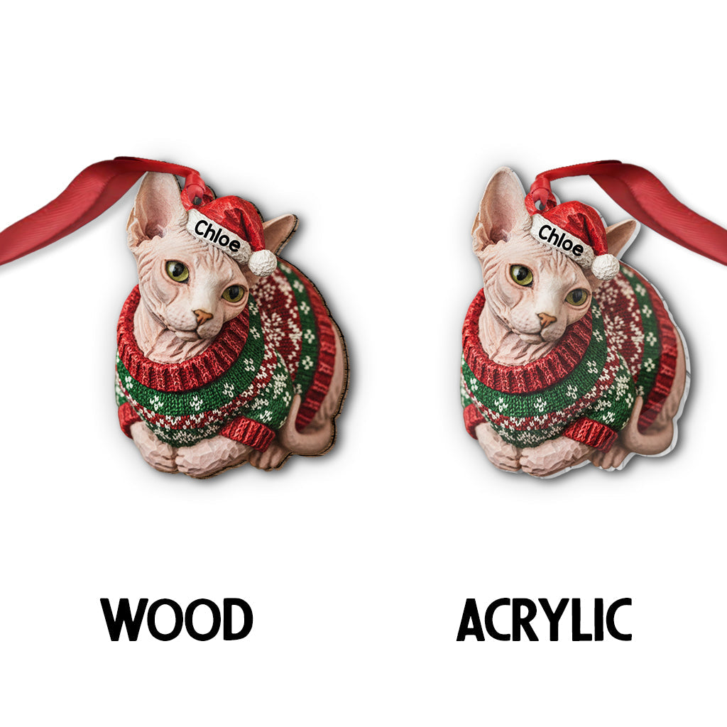 Meowy Catmas Ugly Sweater Katzenbrot - Personalisierter Katzenanhänger