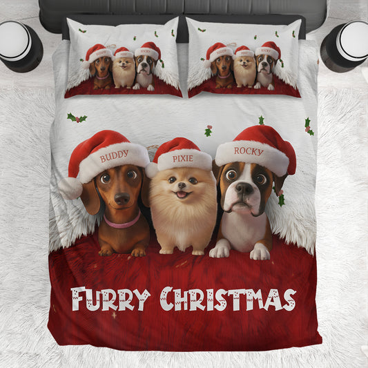 Joyeux Noël à quatre pattes - Ensemble de literie personnalisé pour chien