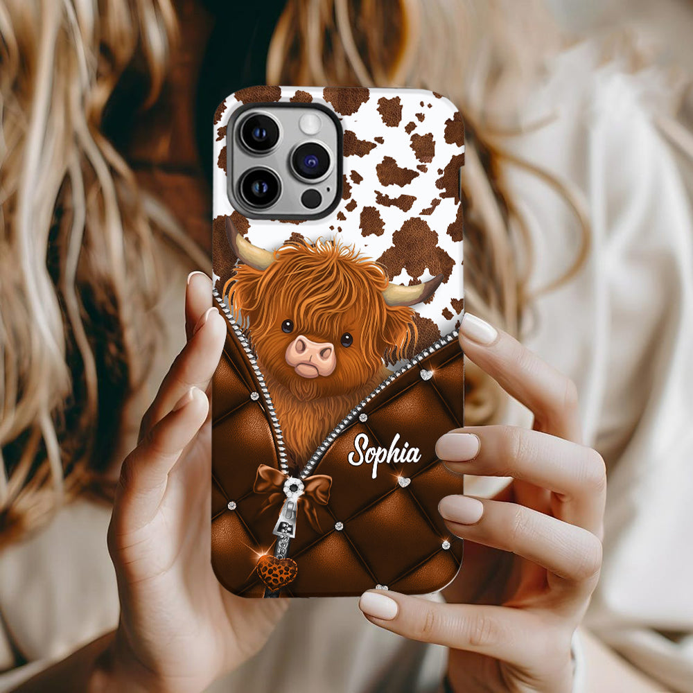 Coque de téléphone personnalisée avec imprimé vache des Highlands - Mignonne vache des Highlands