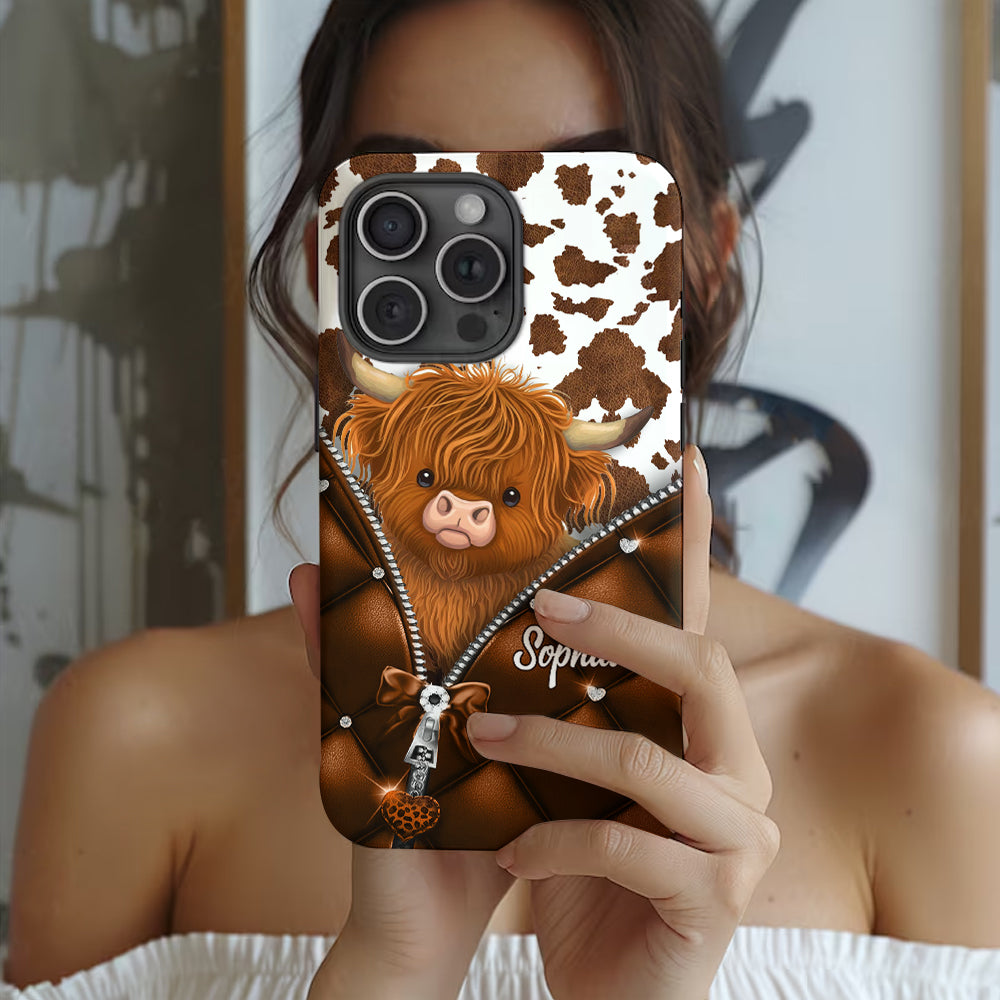Coque de téléphone personnalisée avec imprimé vache des Highlands - Mignonne vache des Highlands