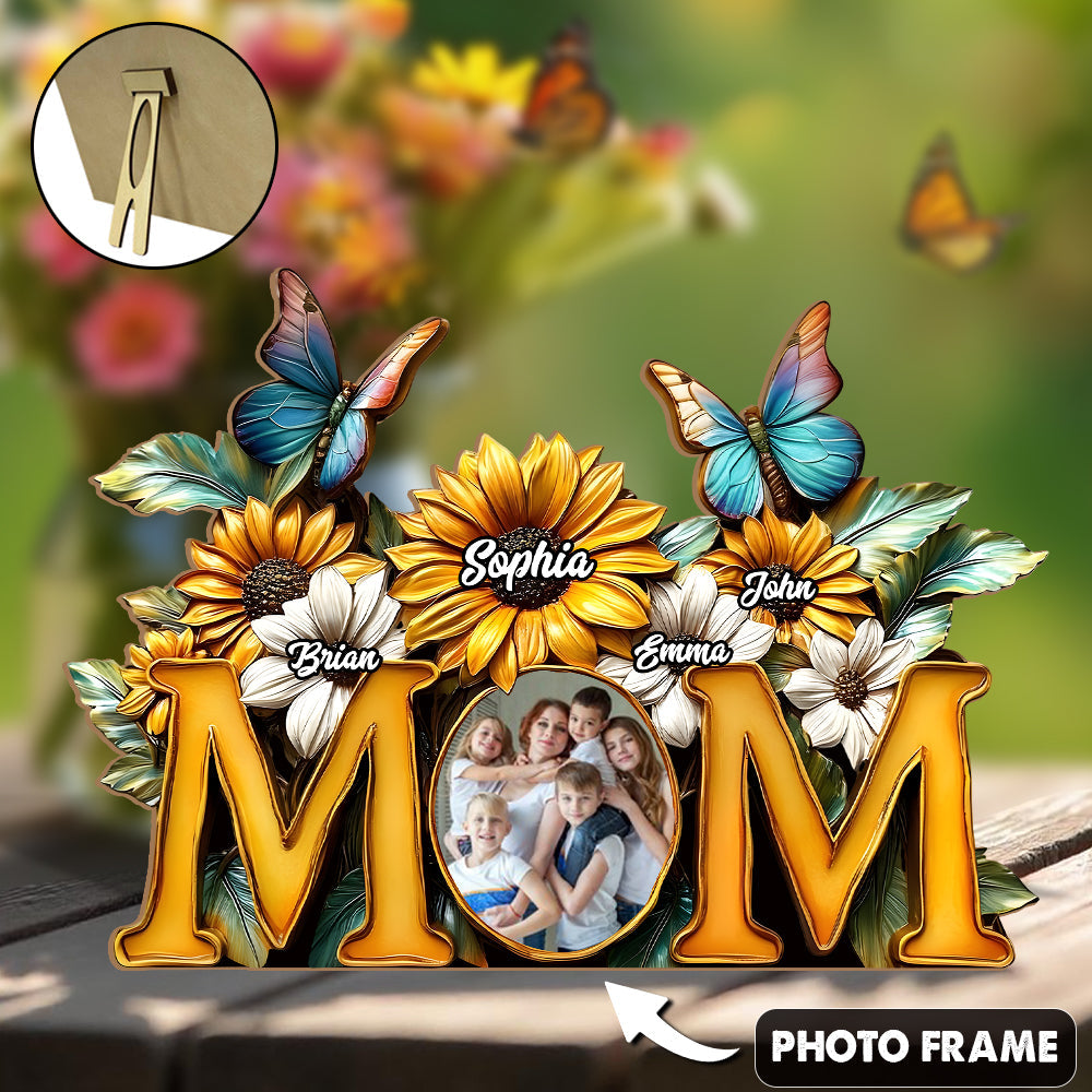 Sunflower Mom - Personalized Mother Cut Shape Photo Frame