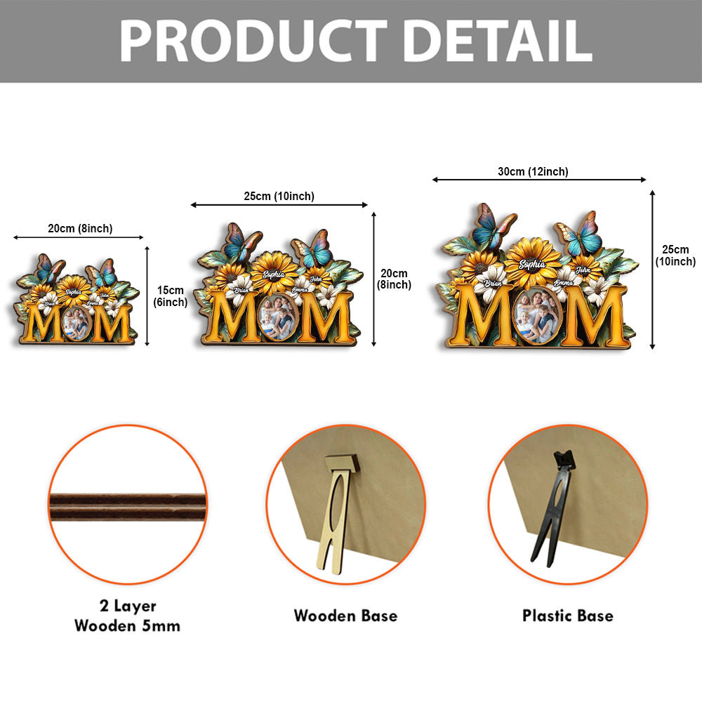Sunflower Mom - Personalized Mother Cut Shape Photo Frame