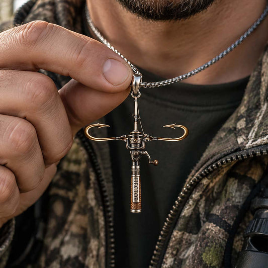 Amour de Dieu Qui Nous Bénit - Collier Pendentif Métal Personnalisé en Forme de Poisson