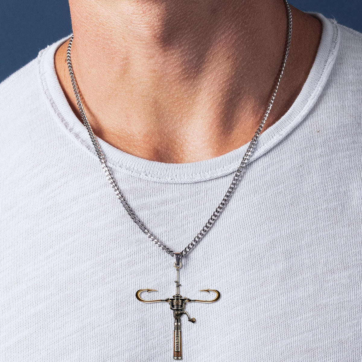 Love God Who Bless Us Fishes - Personalized Fishing Shaped Metal Pendant Necklace