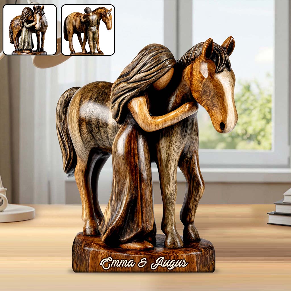 Amoureux des chevaux - Plaque acrylique personnalisée en forme de cheval
