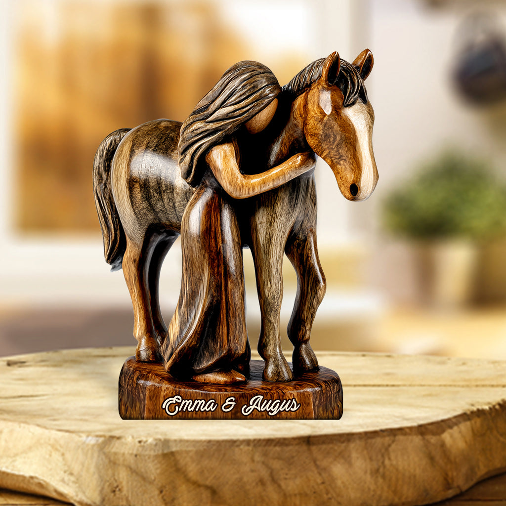 Amoureux des chevaux - Plaque acrylique personnalisée en forme de cheval