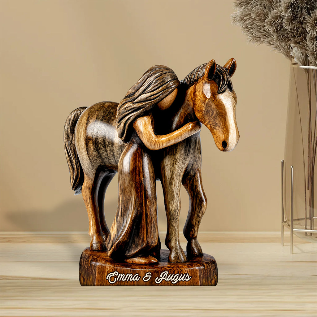 Amoureux des chevaux - Plaque acrylique personnalisée en forme de cheval