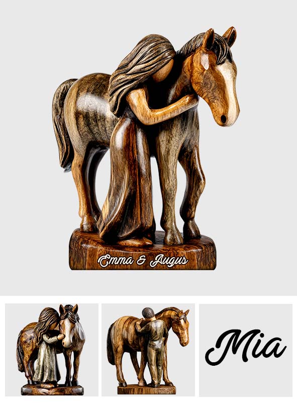 Amoureux des chevaux - Plaque acrylique personnalisée en forme de cheval