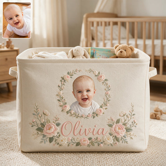 Baby Organisation, Kinderzimmer, Neugeborenen Andenken - Personalisierter rechteckiger Aufbewahrungskorb