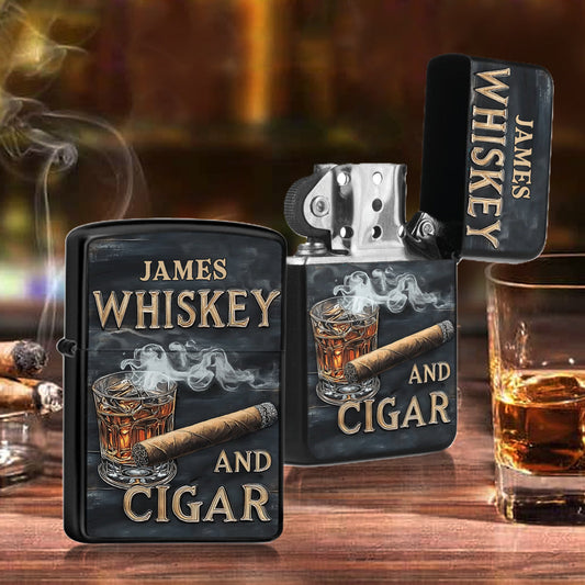 Whiskey und Zigarre – Personalisiertes Whisky-Feuerzeug