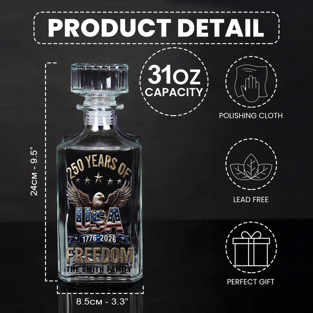 Geschenke zum 250. Jubiläum Amerikas für die Familie - Personalisierbares Whiskey Dekanter Set zum Unabhängigkeitstag