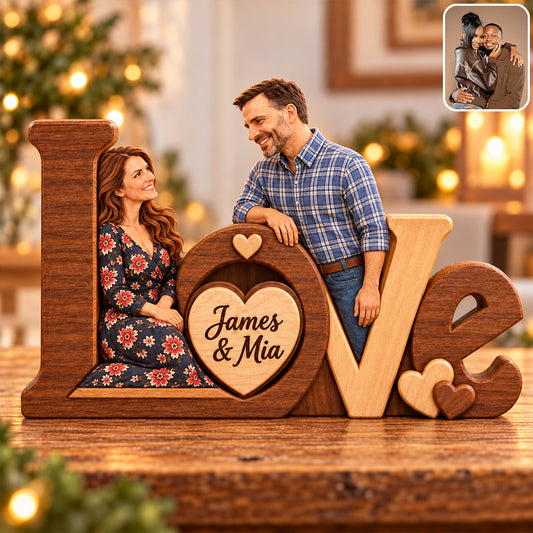 L'amour est éternel - Plaque en bois personnalisée pour couple
