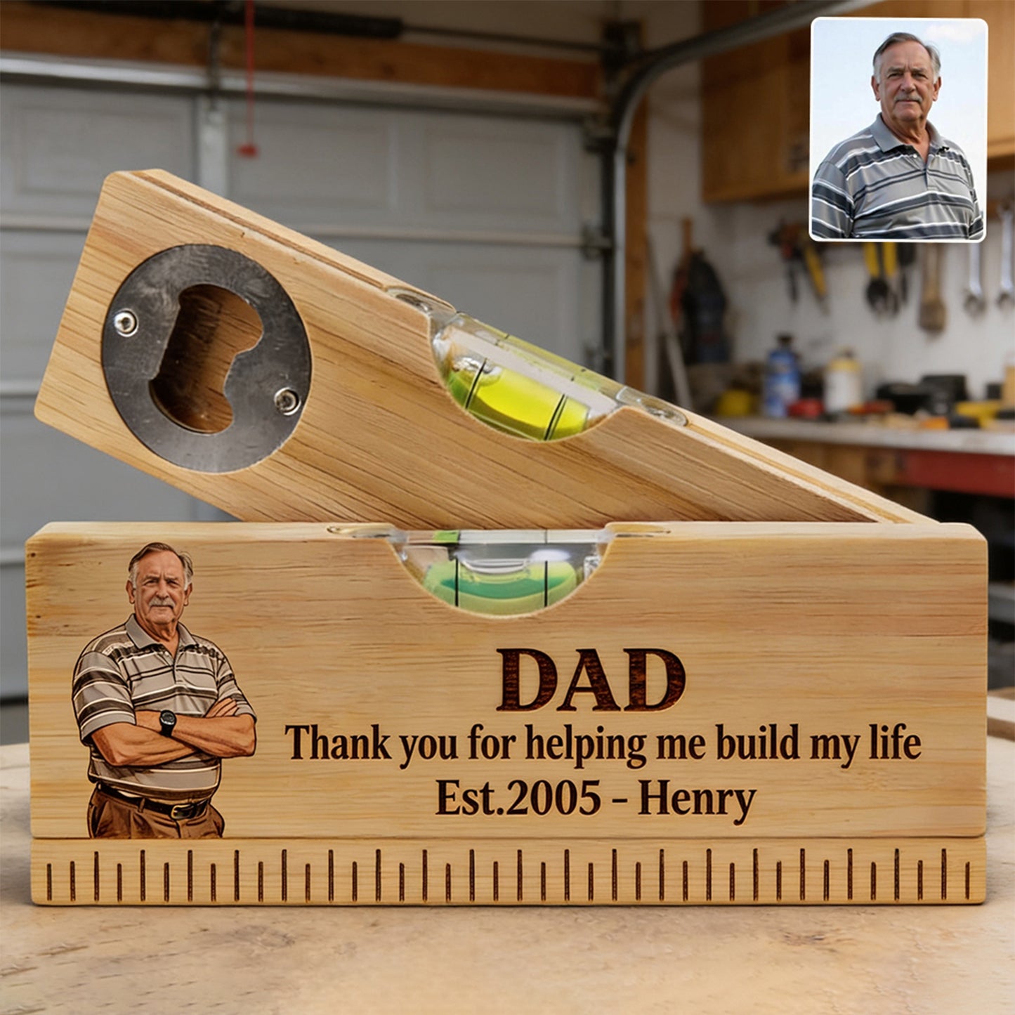 Perfect Father's Day Gift - Personalized Father Spirit Level Bottle Opener