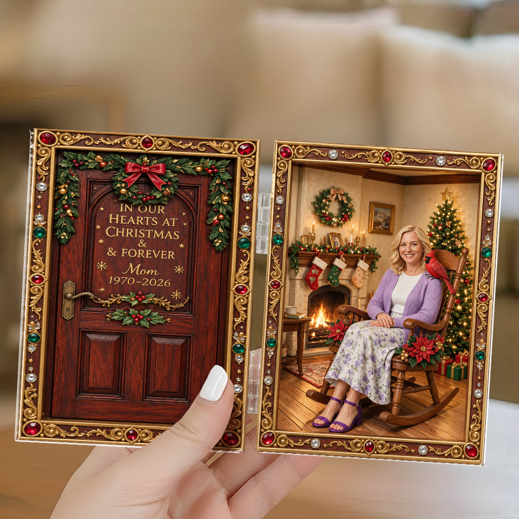 In Our Hearts At Christmas And Forever - Personalized Memorial Acrylic Diptych
