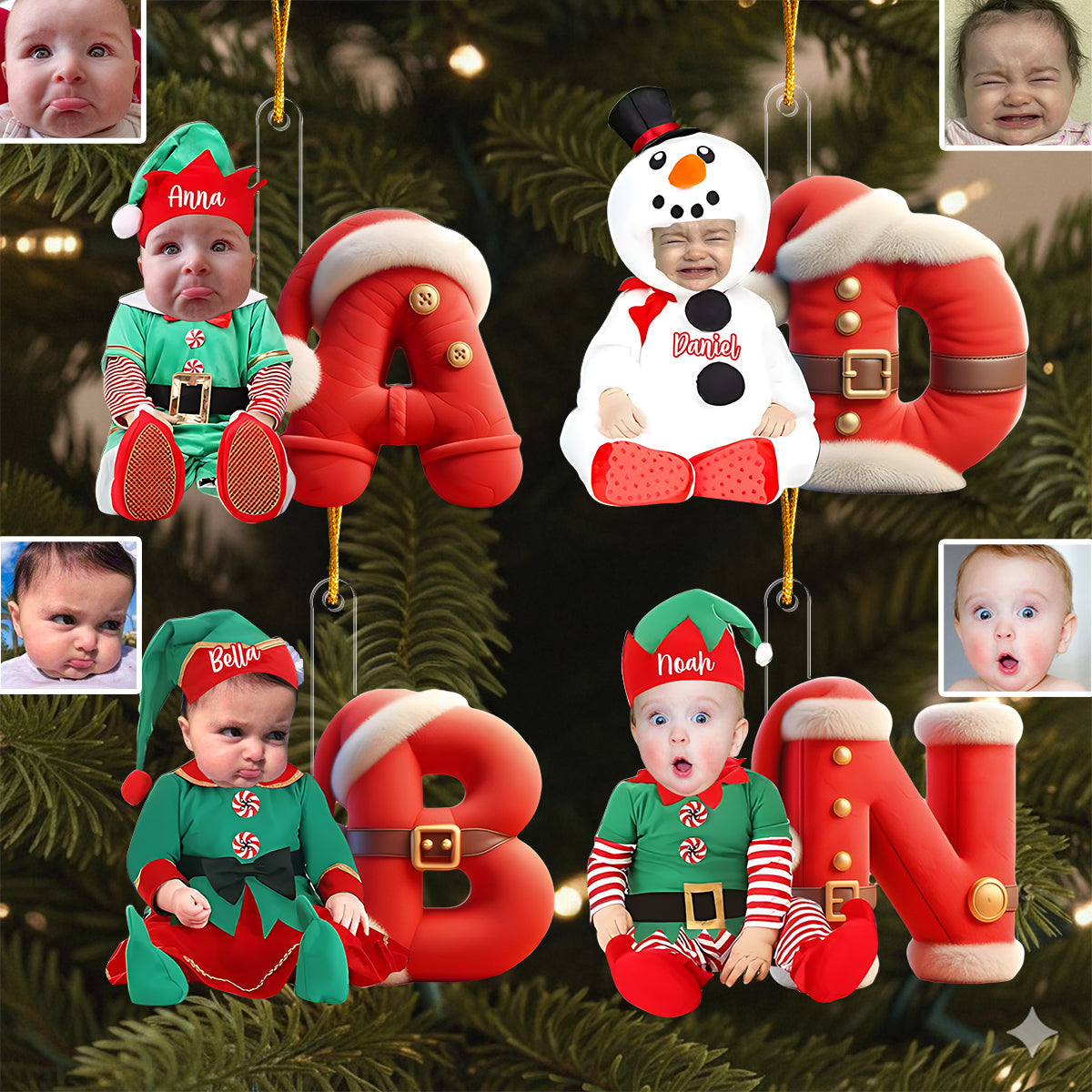 Frohe Weihnachten – Personalisierter transparenter Kinder-Weihnachtsschmuck