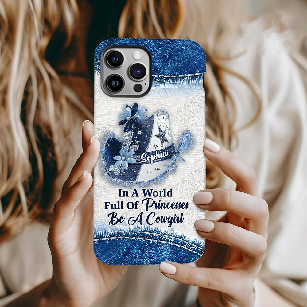 Dans un monde plein de princesses - Coque de téléphone personnalisée avec motif cowgirl