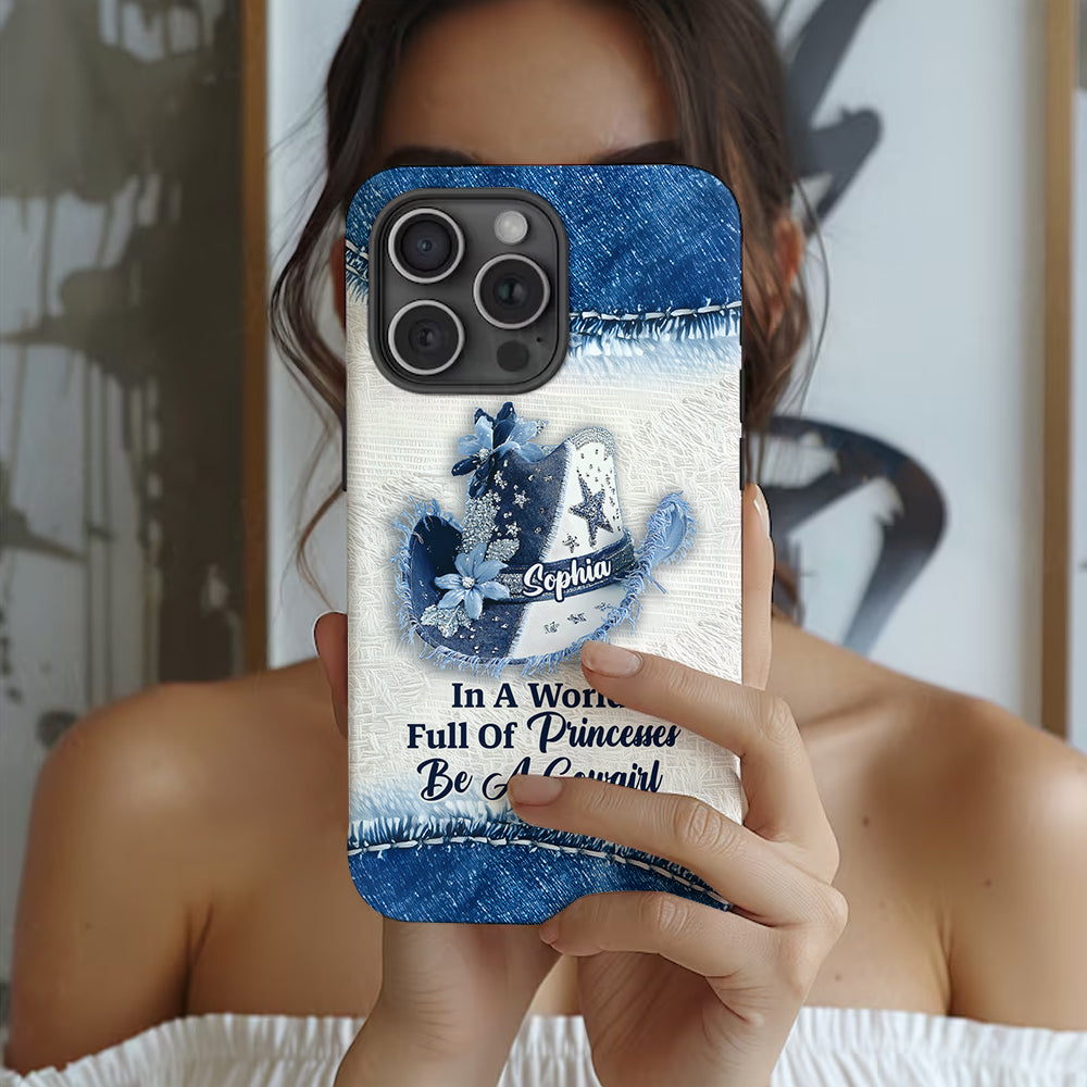 Dans un monde plein de princesses - Coque de téléphone personnalisée avec motif cowgirl