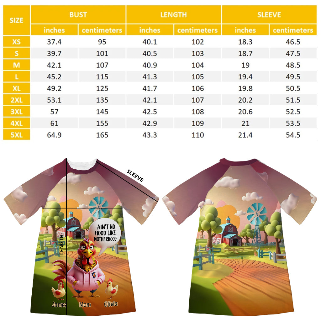 Ain't No Hood Like Mother Hood - Personalized Mother Sleep T-shirt Dress