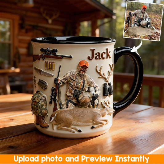 Individuell gestaltbar mit Foto – Personalisierter Jagd-Set-Becher mit Acryl-Rührstäbchen