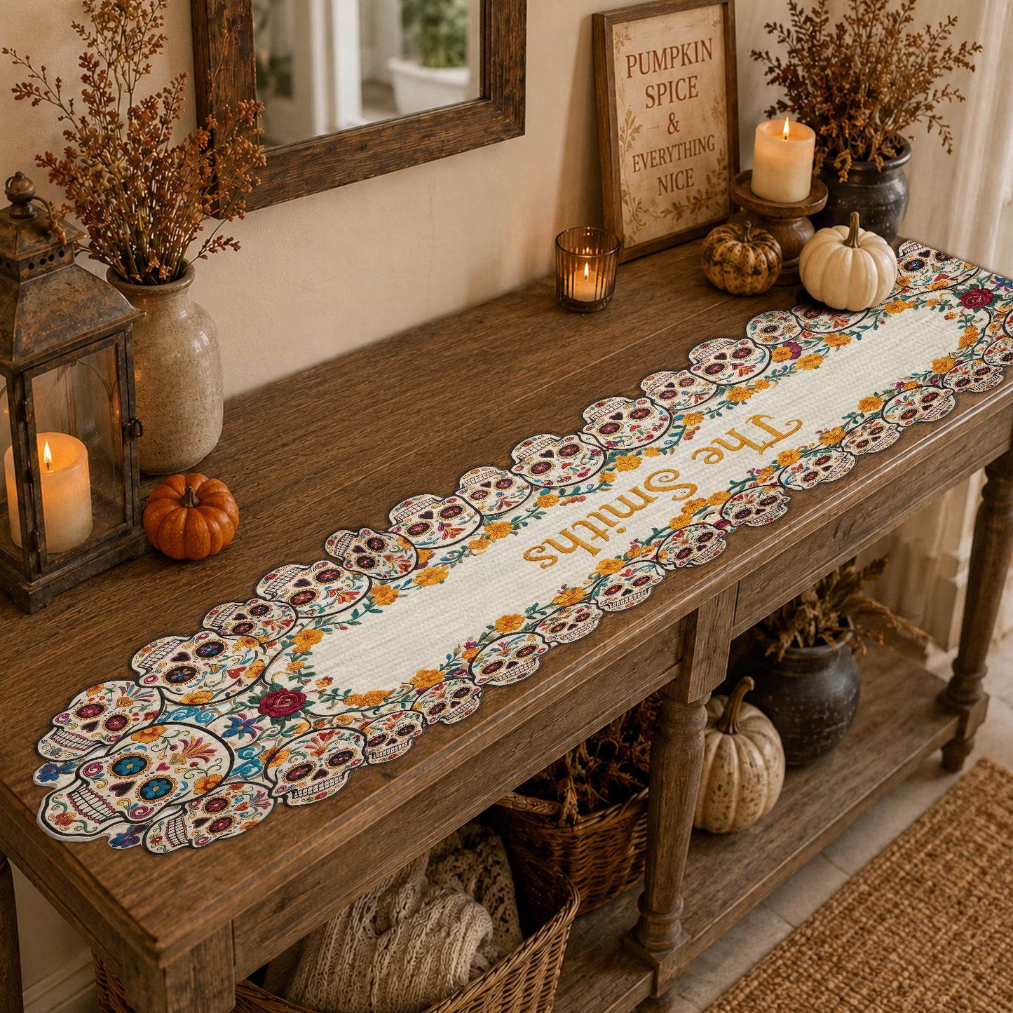 Day Of The Death - Personalized Skull Table Runner Custom Shape