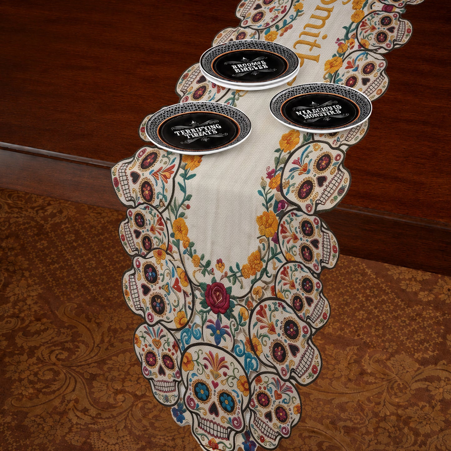 Day Of The Death - Personalized Skull Table Runner Custom Shape
