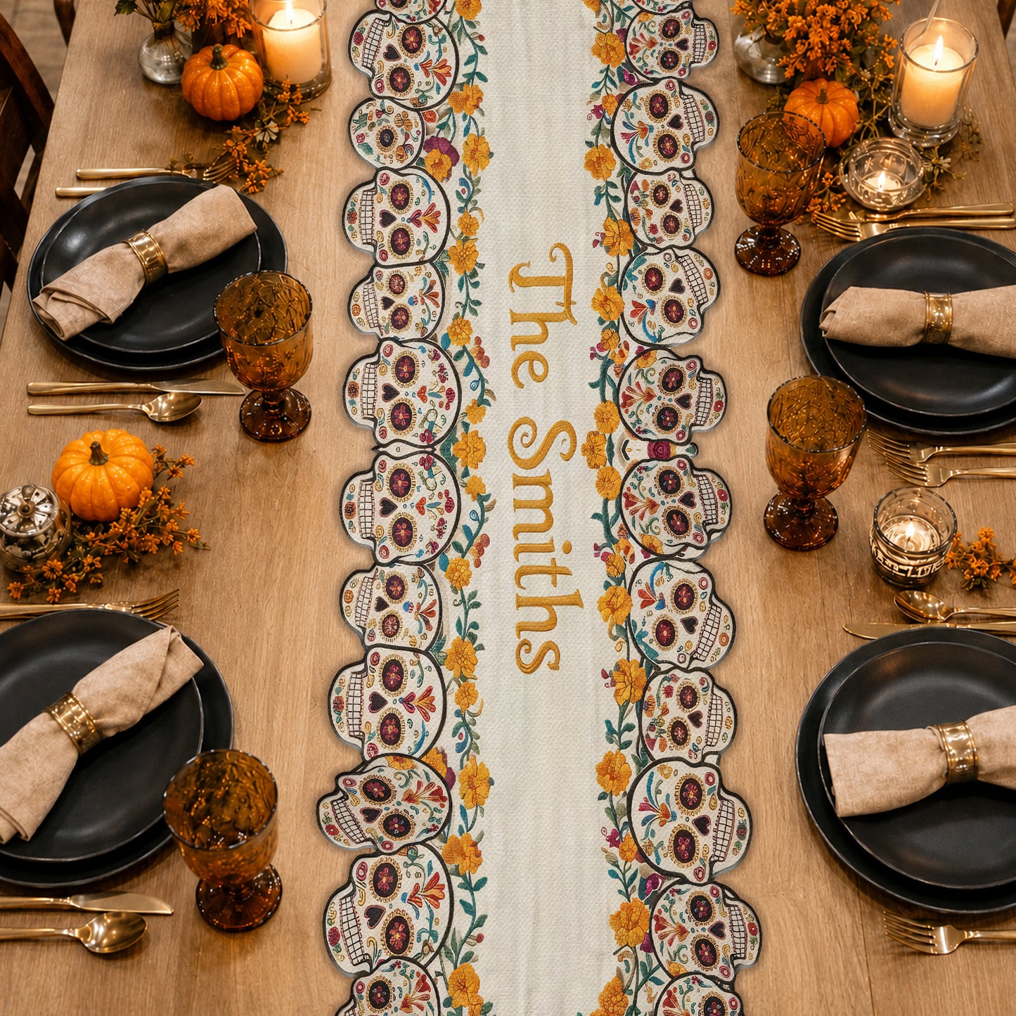 Day Of The Death - Personalized Skull Table Runner Custom Shape
