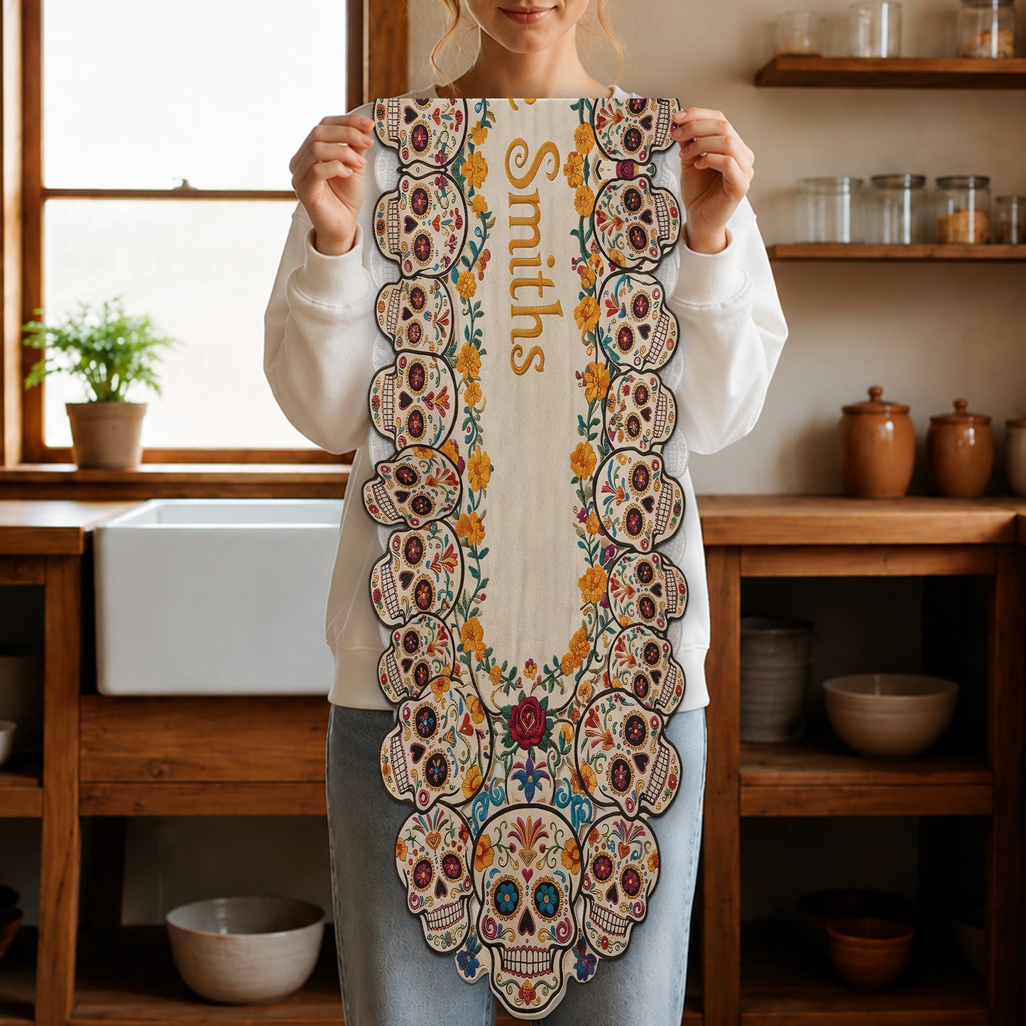 Day Of The Death - Personalized Skull Table Runner Custom Shape