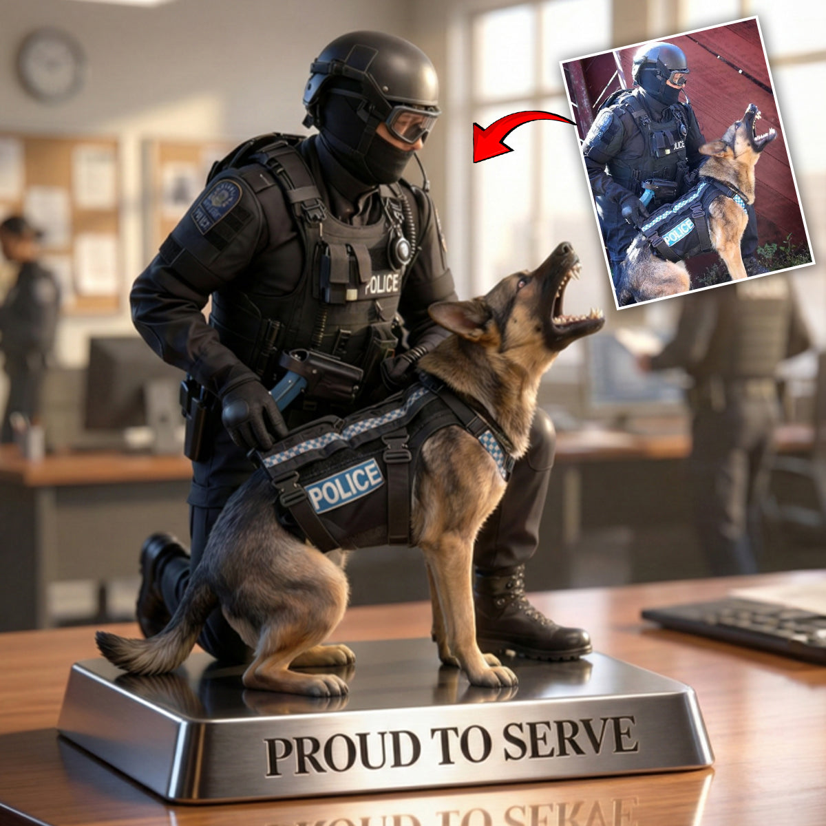 Fier de servir - Plaque acrylique personnalisée pour policier