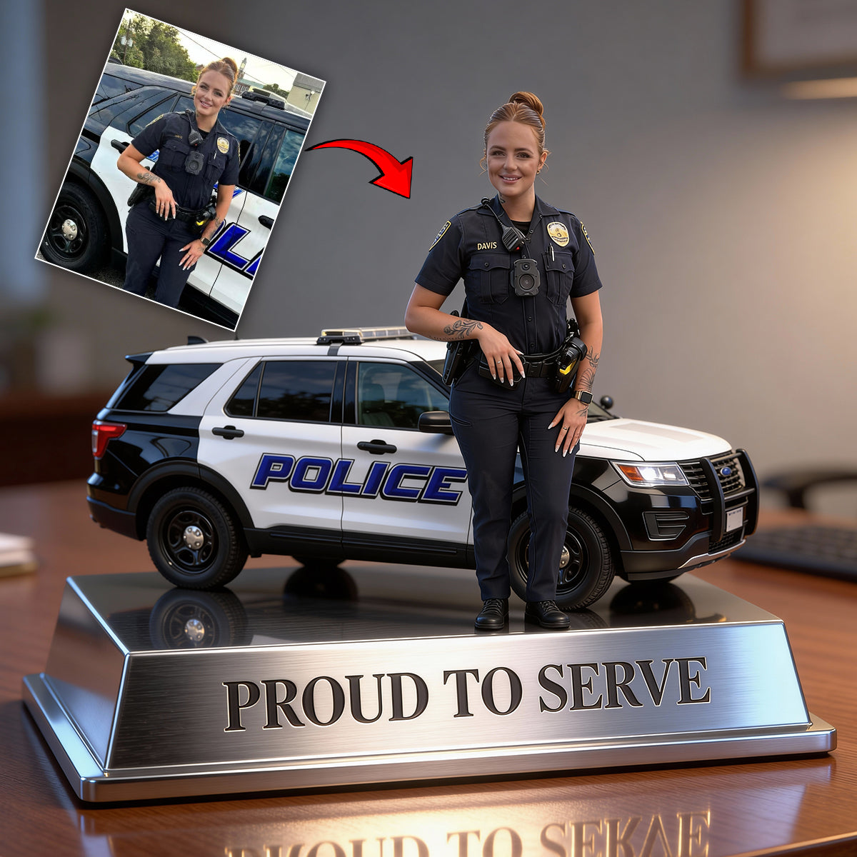 Fier de servir - Plaque acrylique personnalisée pour policier