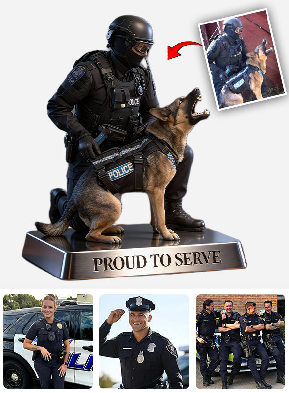 Fier de servir - Plaque acrylique personnalisée pour policier