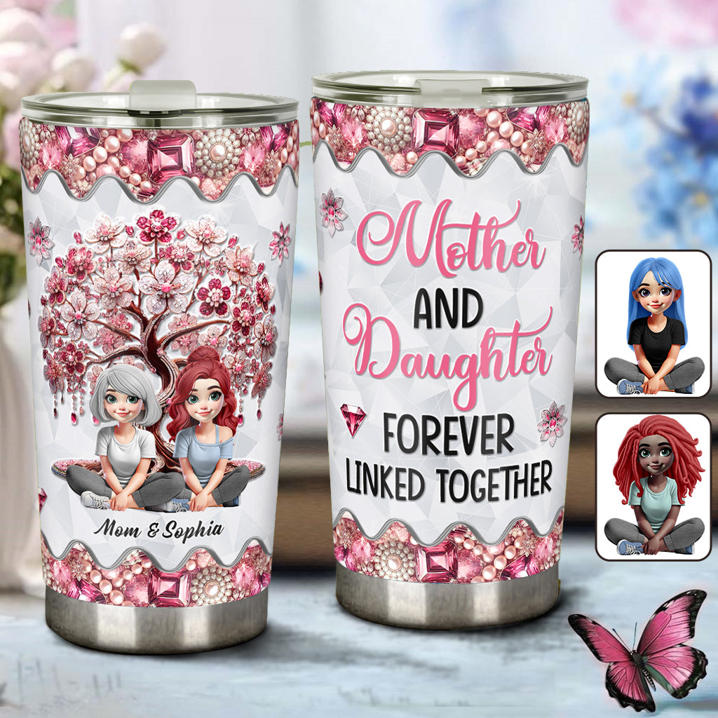 Mother & Daughters Forever Linked Together - Personalized Mother Tumbler