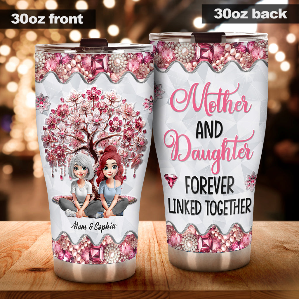 Mother & Daughters Forever Linked Together - Personalized Mother Tumbler