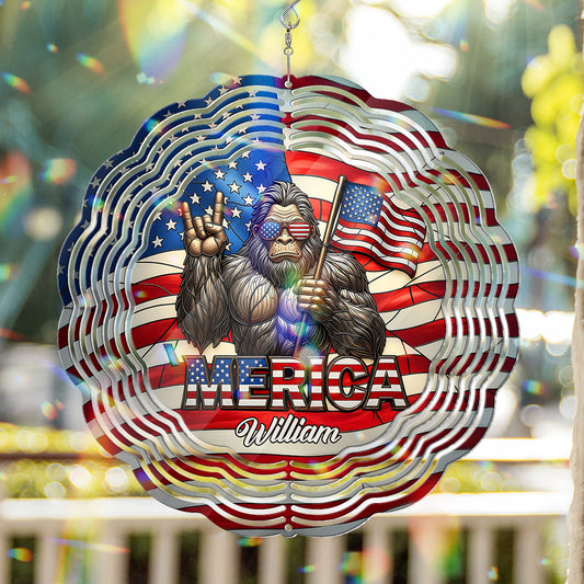 Amerikanischer 4. Juli - Personalisierter Bigfoot-Windspinner
