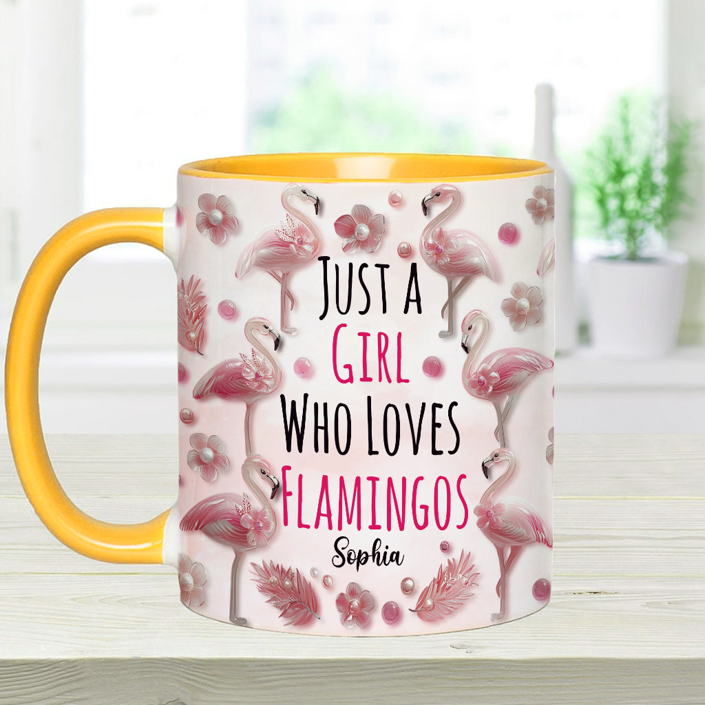 Just A Girl Who Loves Flamingos - Personalized Flamingo Accent Mug