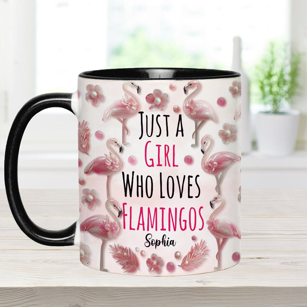 Just A Girl Who Loves Flamingos - Personalized Flamingo Accent Mug