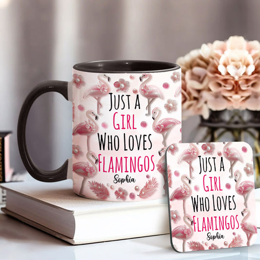 Just A Girl Who Loves Flamingos - Personalized Flamingo Accent Mug