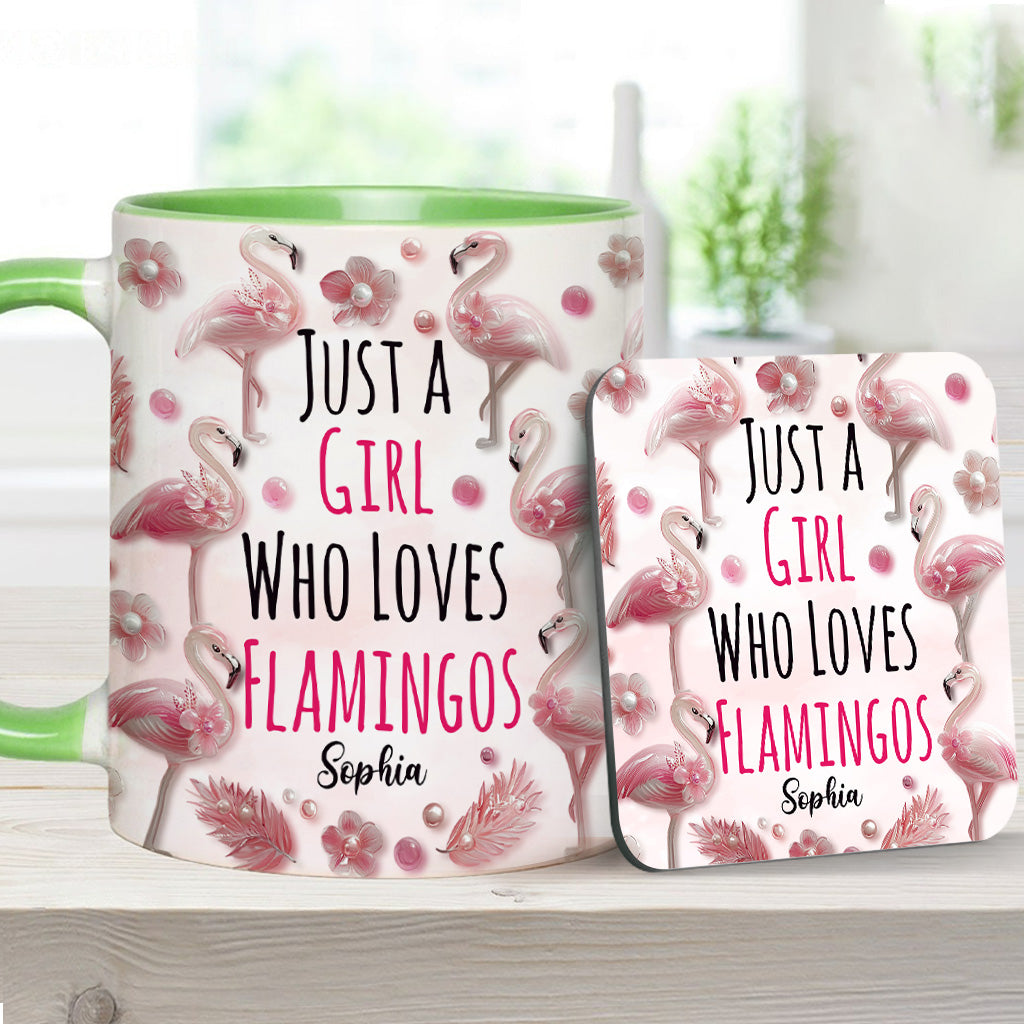 Just A Girl Who Loves Flamingos - Personalized Flamingo Accent Mug